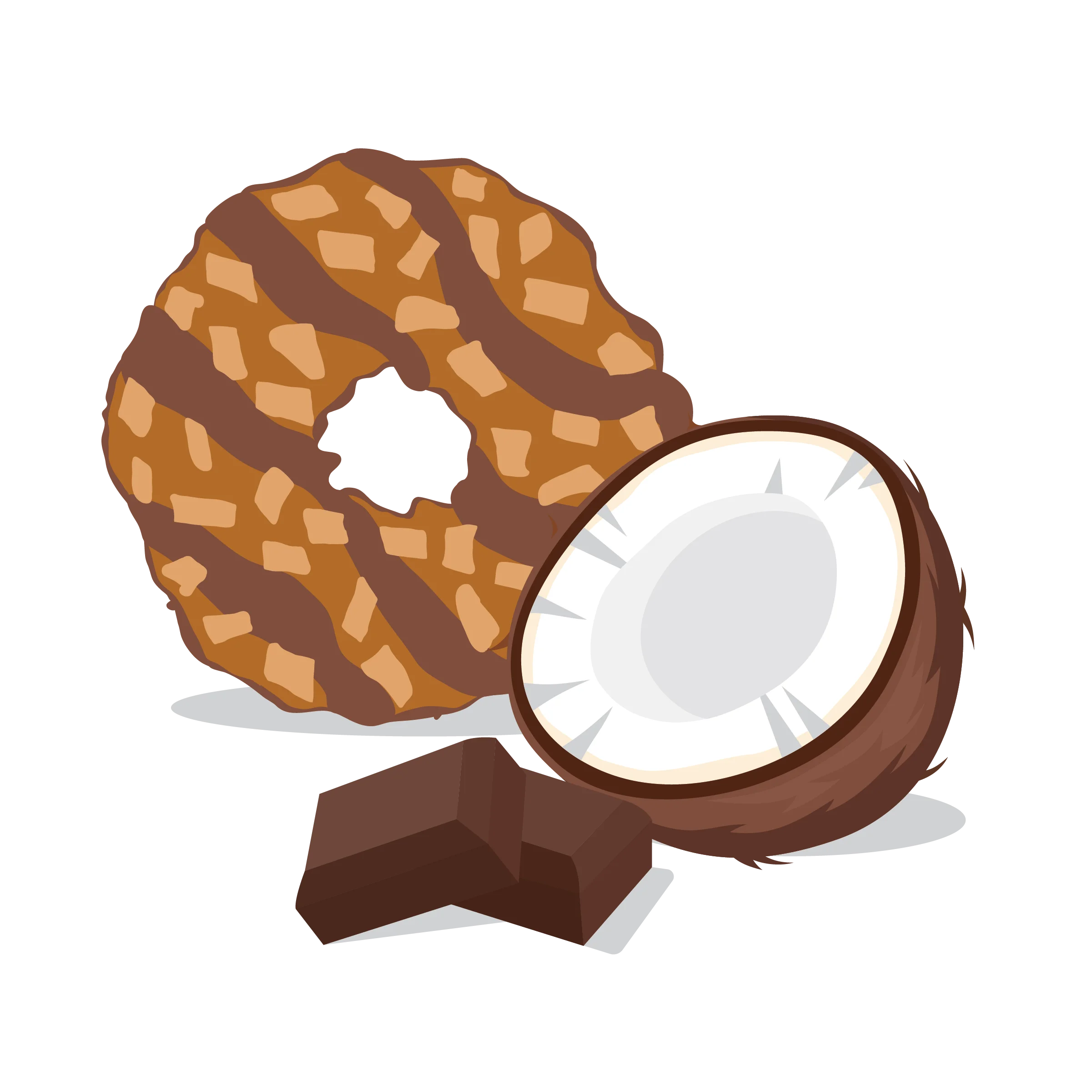 Delectable Chocolate Coconut Donut Clipart with Nutty Almond Drizzle
