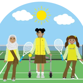 Diverse Youth Tennis Players Clipart - Young Athletes on the Court