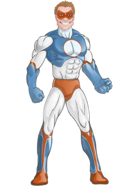 Dynamic Muscular Superhero Clipart - Heroic Action Figure with Mask and Powerful Physique