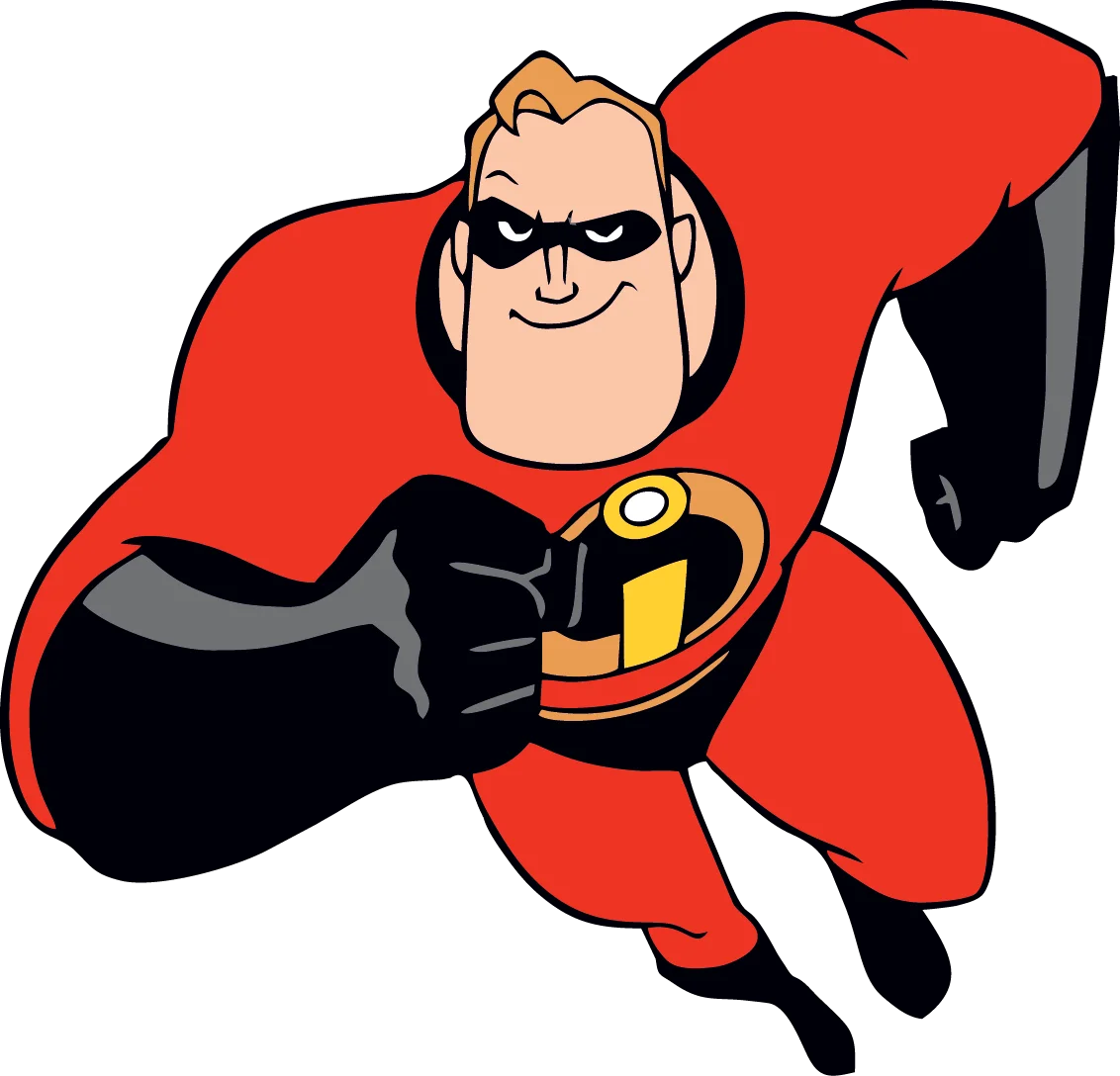 Dynamic Muscular Superhero Clipart with Bold Red and Black Costume Design
