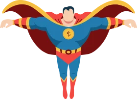 Dynamic Superhero Clipart Illustration with Powerful Stance and Flowing Cape