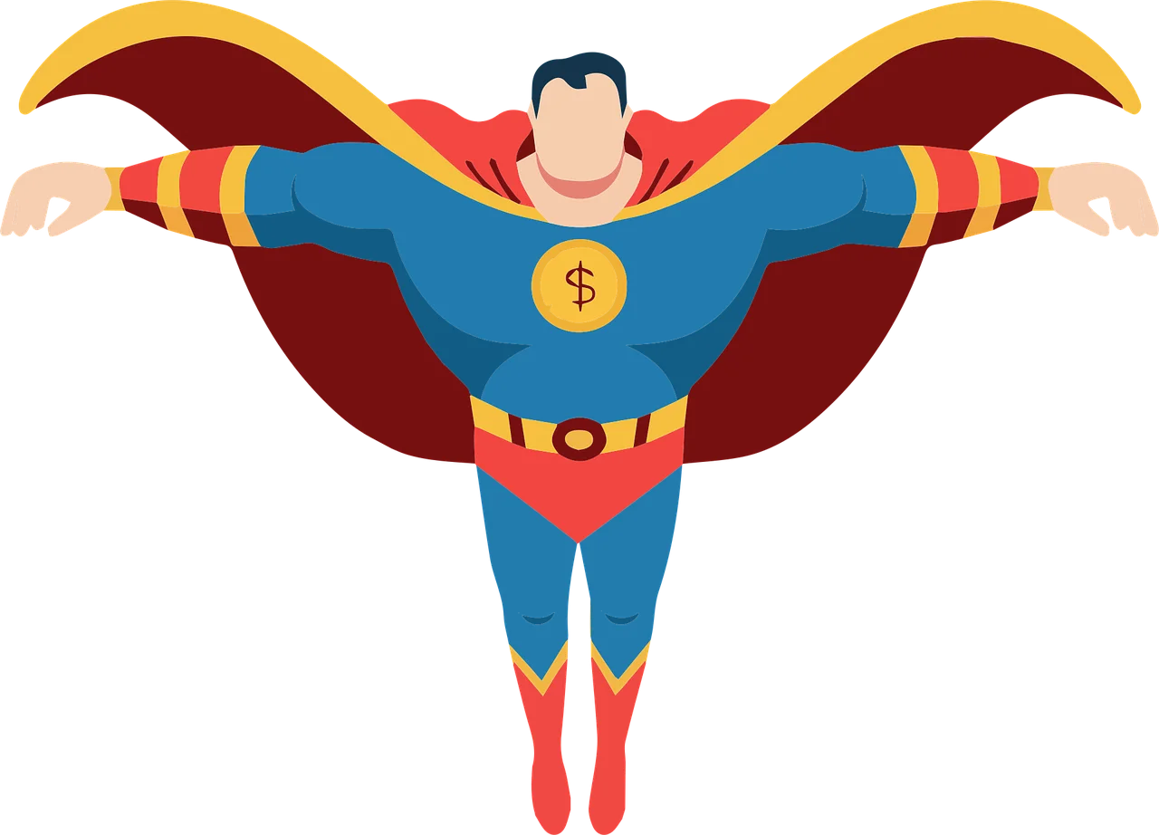 Dynamic Superhero Clipart Illustration with Powerful Stance and Flowing Cape