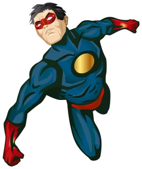 Dynamic Superhero in Action Pose - Masked Comic Book Clipart Illustration