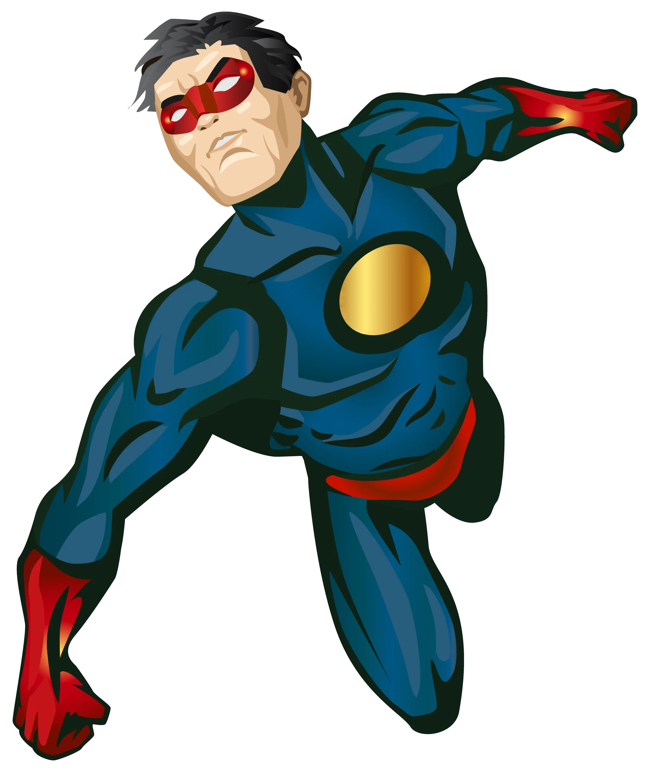 Dynamic Superhero in Action Pose - Masked Comic Book Clipart Illustration