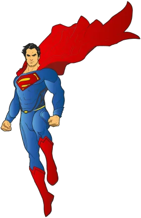 Dynamic Superman Superhero Clipart Illustration - Bold Action Pose