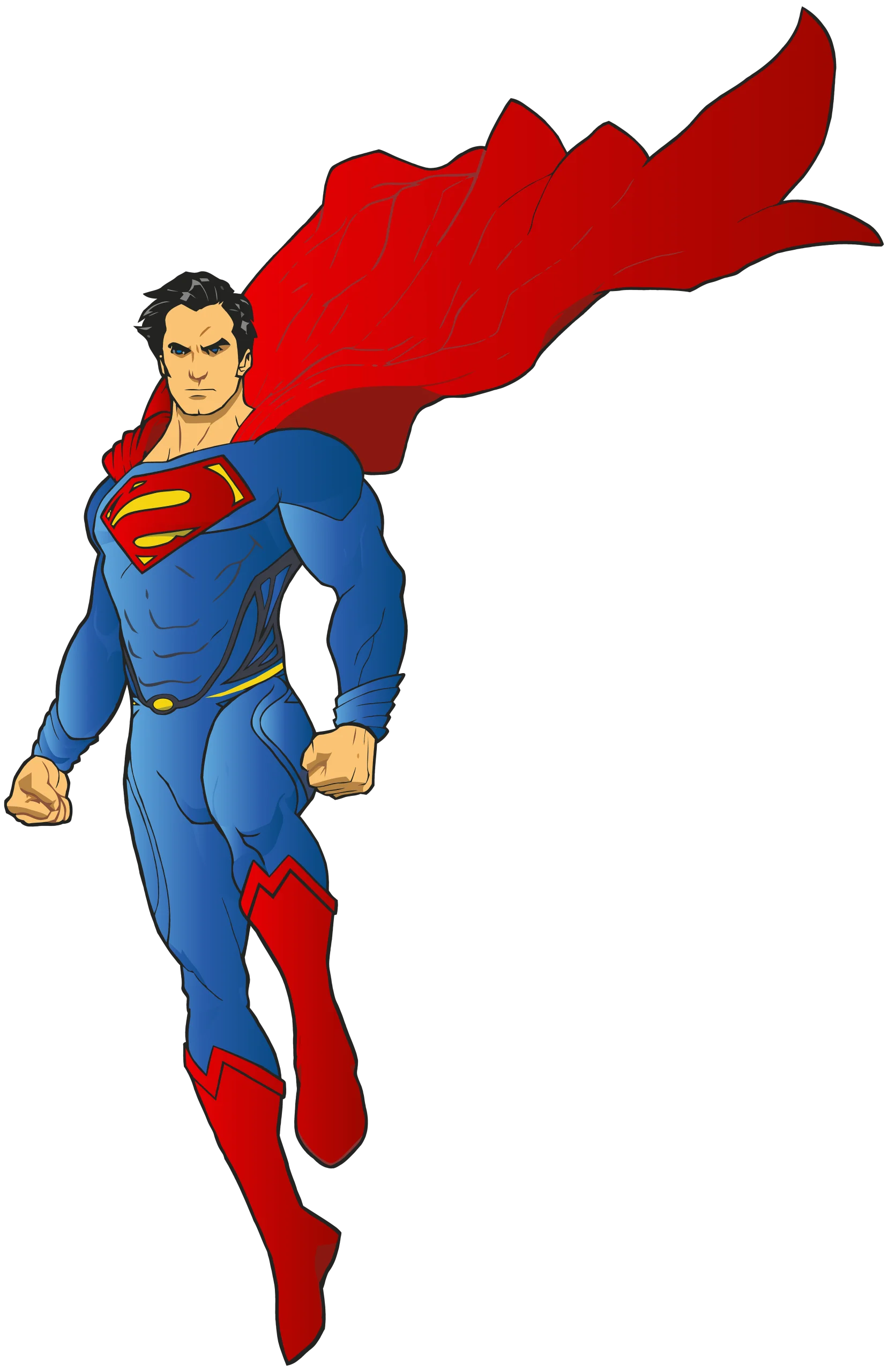 Dynamic Superman Superhero Clipart Illustration - Bold Action Pose