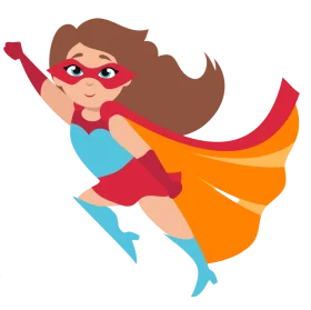 Empowering Young Female Superhero Clipart with Confident Flying Pose