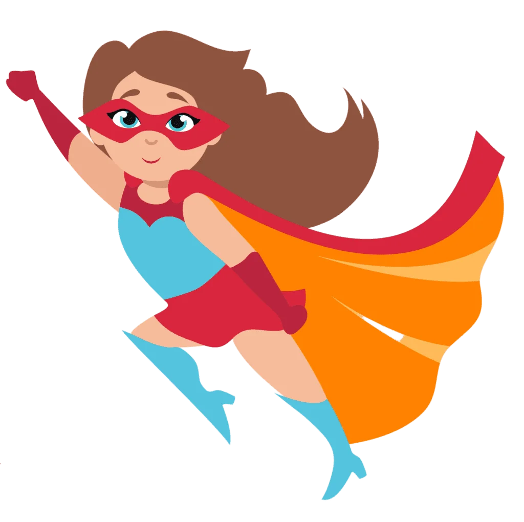 Empowering Young Female Superhero Clipart with Confident Flying Pose