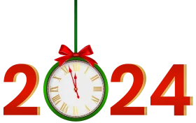 Festive Countdown: Elegant New Year 2024 Holiday Celebration Clipart Design