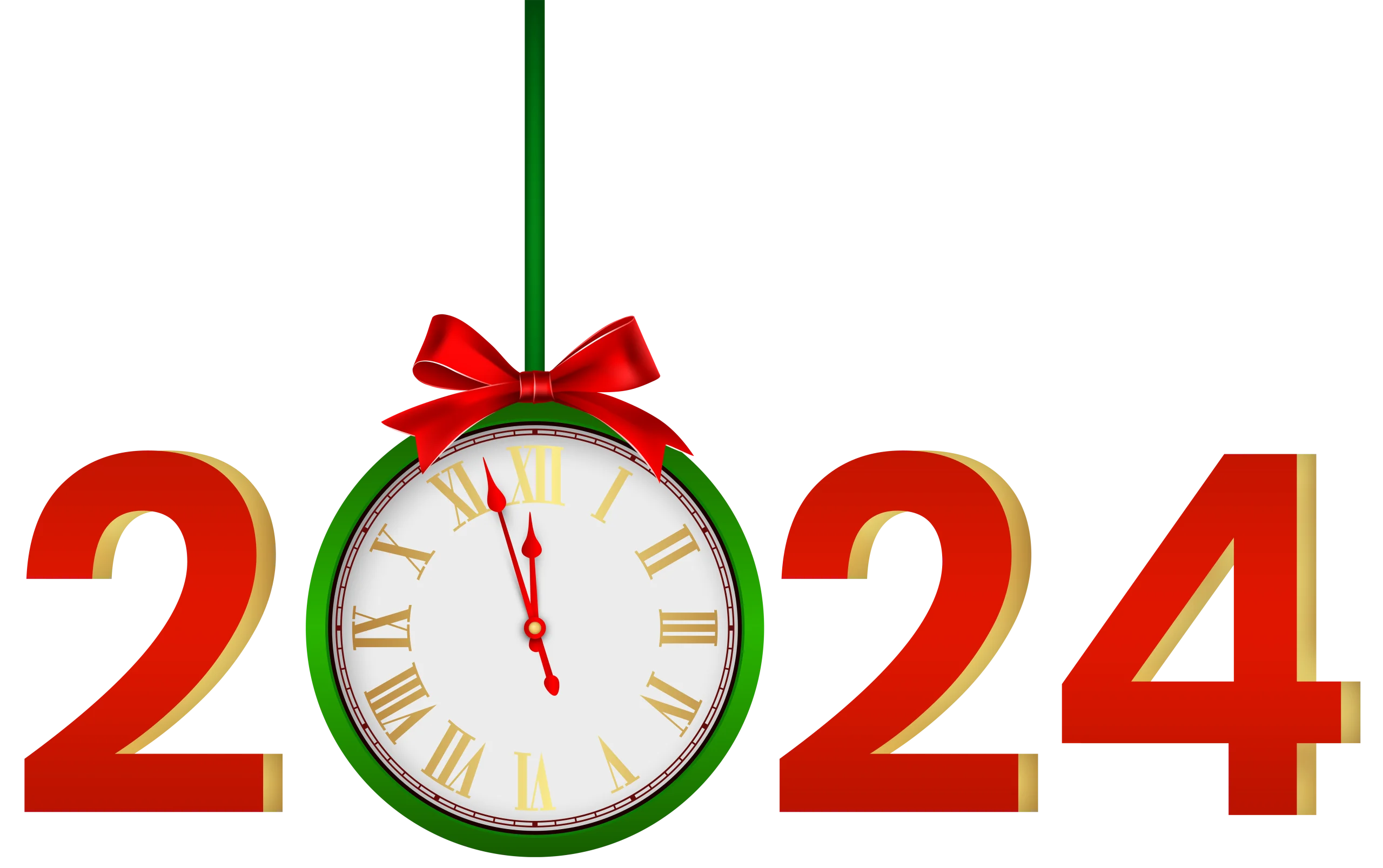 Festive Countdown: Elegant New Year 2024 Holiday Celebration Clipart Design
