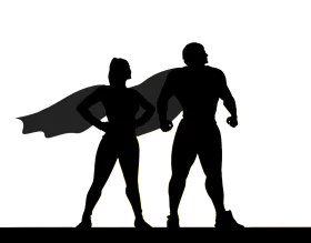 Heroic Silhouettes: Dynamic Superhero Clipart Depicting Strength and Resolve