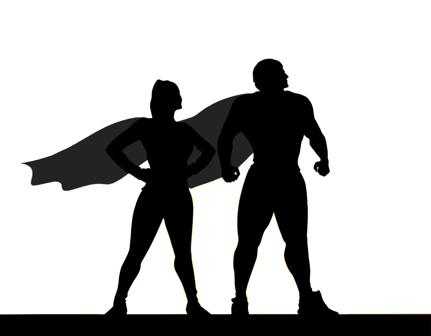Heroic Silhouettes: Dynamic Superhero Clipart Depicting Strength and Resolve