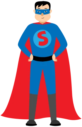 Heroic Superhero Clipart Character with Bold Blue Costume and Flowing Red Cape