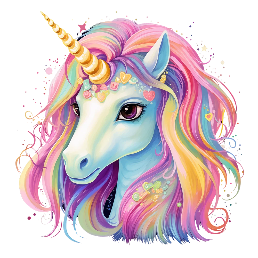 Magical Rainbow Unicorn Clipart: Enchanting Fantasy Creature with Colorful Mane
