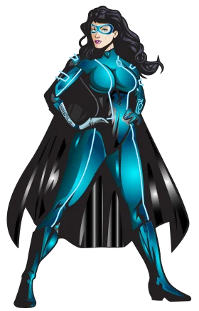 Midnight Guardian: Sleek Superhero Clipart with Dynamic Blue and Black Costume