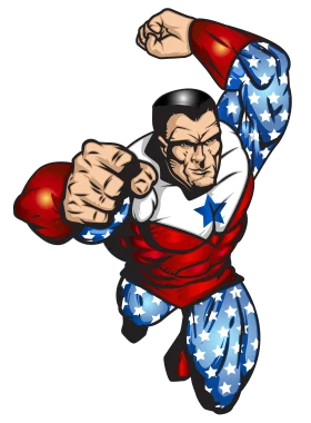 Patriotic American Superhero Muscular Clipart Illustration with Dynamic Pose