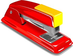 Retro Red and Yellow Desktop Stapler Clipart Illustration with Sleek Design