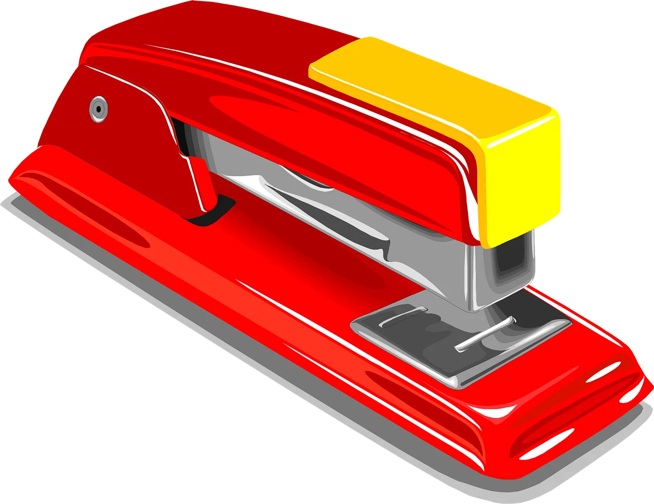Retro Red and Yellow Desktop Stapler Clipart Illustration with Sleek Design