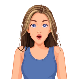 Surprised Young Woman Cartoon Clipart Character with Expressive Blue Eyes