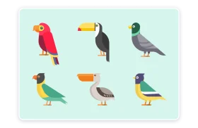 Whimsical Collection of Colorful Bird Clipart Illustrations for Design Projects