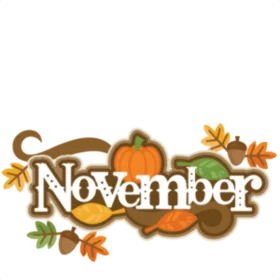 Charming November Seasonal Clipart with Pumpkin and Autumn Leaves Design