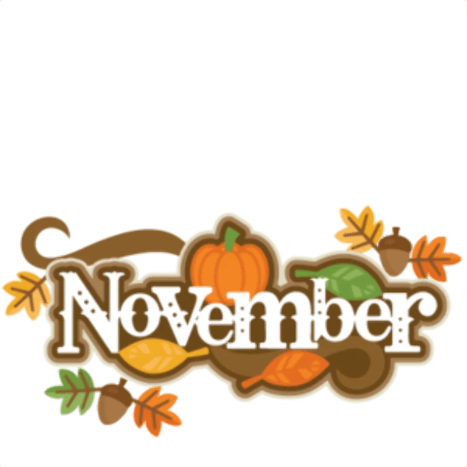 Charming November Seasonal Clipart with Pumpkin and Autumn Leaves Design