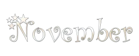 Elegant Decorative November Typography Clipart with Whimsical Floral Accent