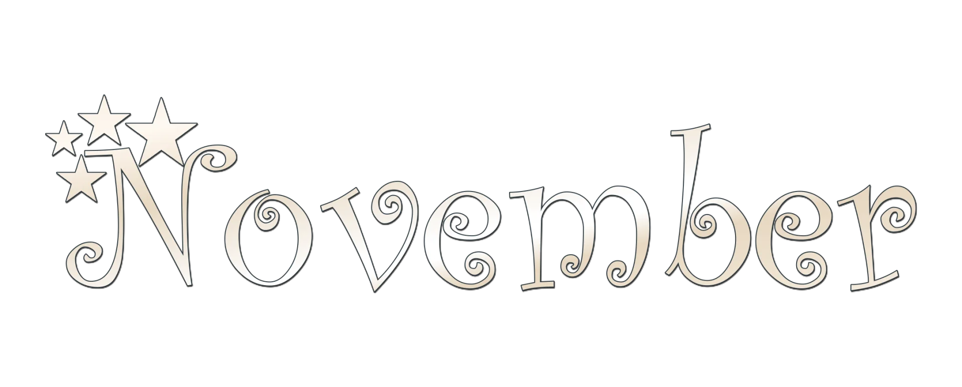 Elegant Decorative November Typography Clipart with Whimsical Floral Accent