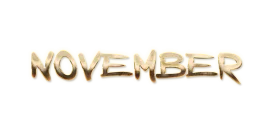 Elegant Golden Wooden Typography Spelling Out November Clipart Design