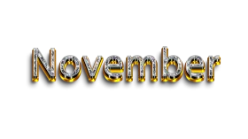 Elegant November Metallic Dimensional Clipart with Luminous Golden Accents
