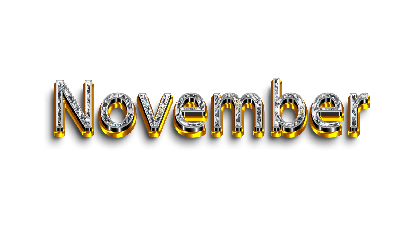 Elegant November Metallic Dimensional Clipart with Luminous Golden Accents