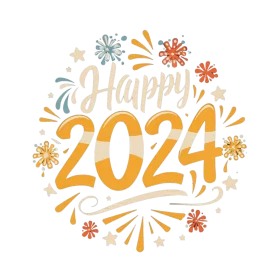 Festive Celebration Happy 2024 New Year Clipart Design with Decorative Elements