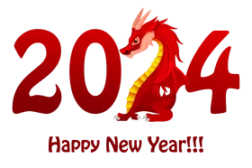 Festive Red Dragon Celebrating New Year 2024 Cheerful Seasonal Clipart Design