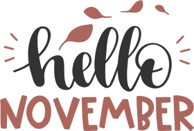 Hello November Elegant Seasonal Clipart with Falling Leaves Design