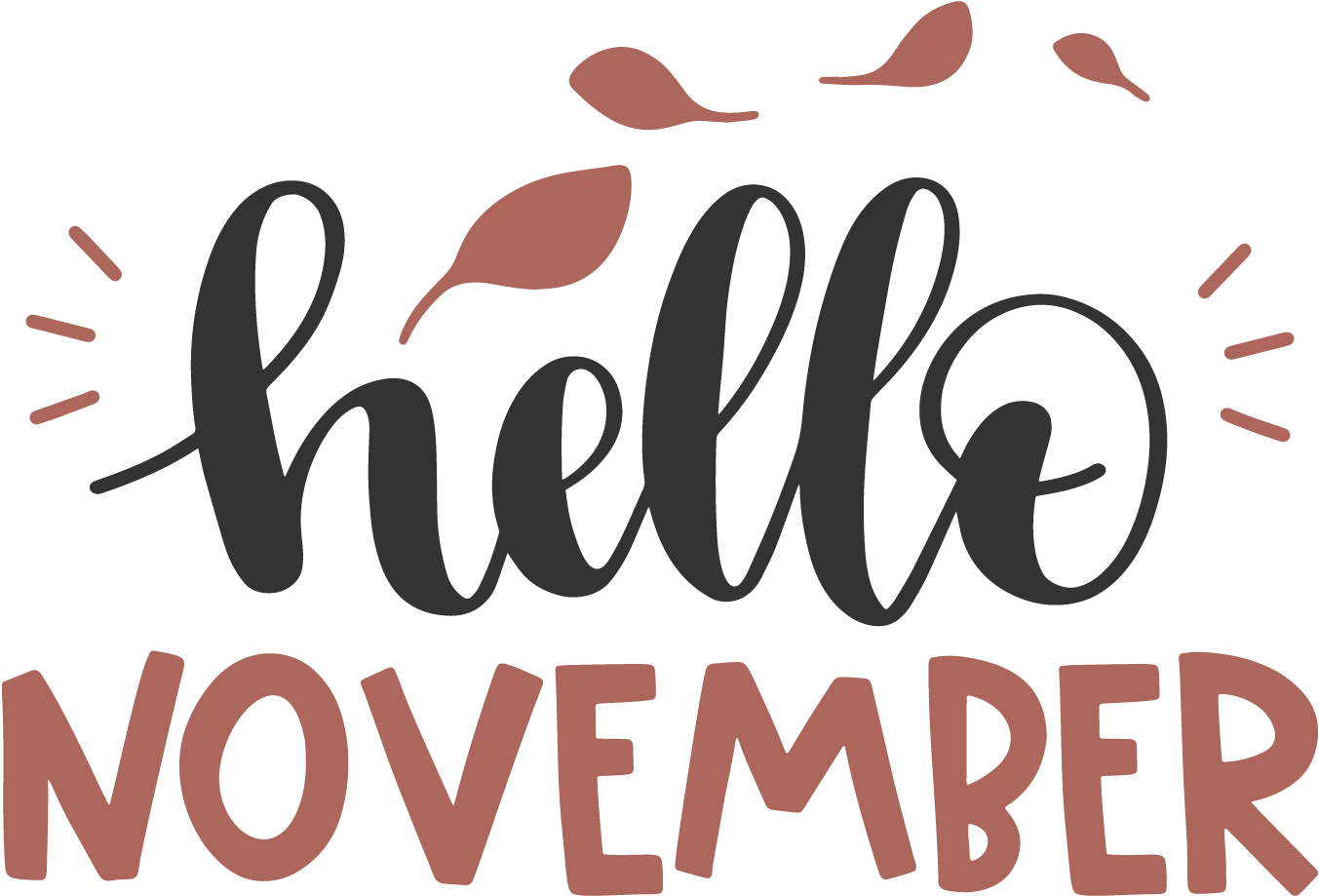 Hello November Elegant Seasonal Clipart with Falling Leaves Design