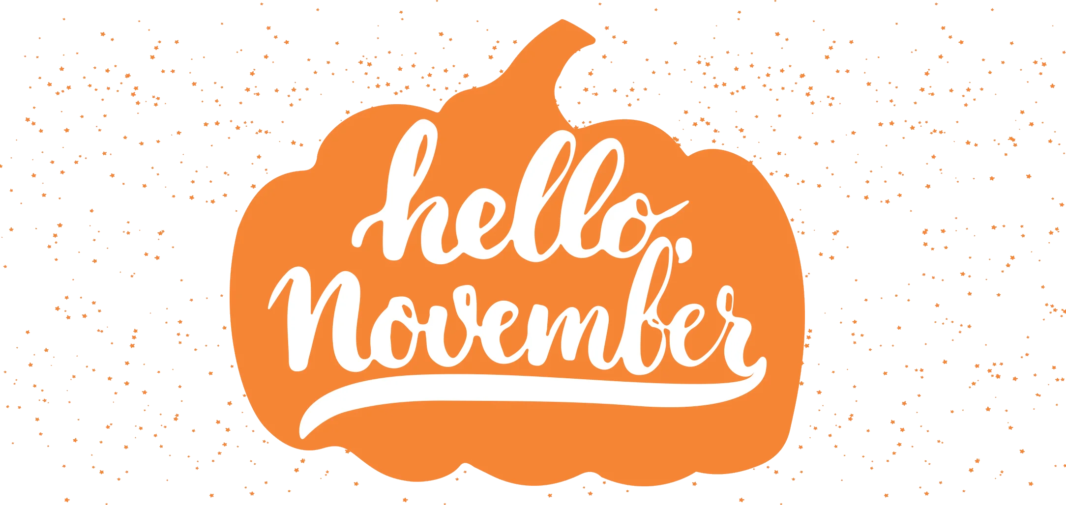 Hello November Pumpkin-Shaped Seasonal Autumn Greeting Clipart Design