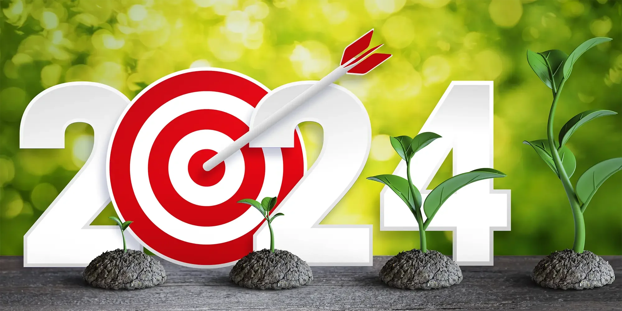New Year 2024 Goal Achievement Clipart: Targeting Success and Growth