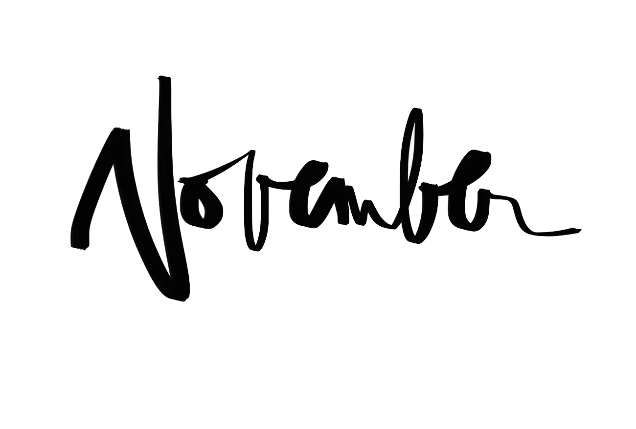 November Handwritten Calligraphy Clipart in Elegant Black Script