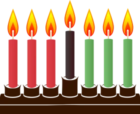 Festive Hanukkah Menorah Clipart with Glowing Colorful Candles on Dark Base