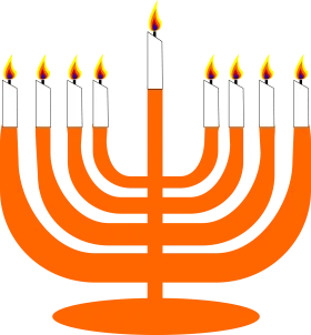 Festive Orange Hanukkah Menorah Clipart Celebrating Jewish Holiday Tradition