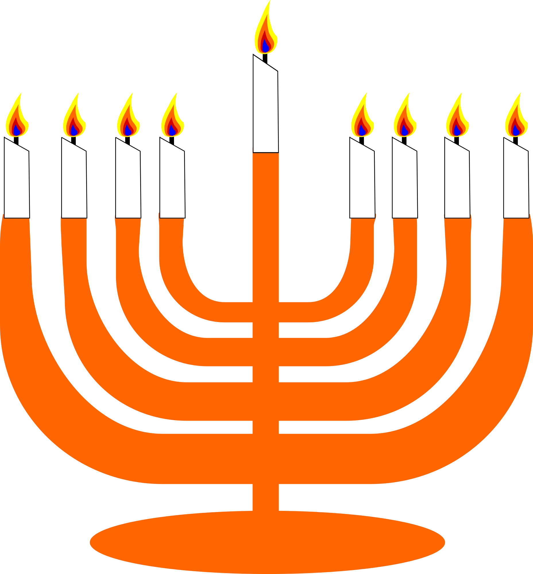Festive Orange Hanukkah Menorah Clipart Celebrating Jewish Holiday Tradition