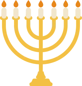 Golden Hanukkah Menorah Clipart: Symbolic Candelabra of Jewish Holiday Celebration