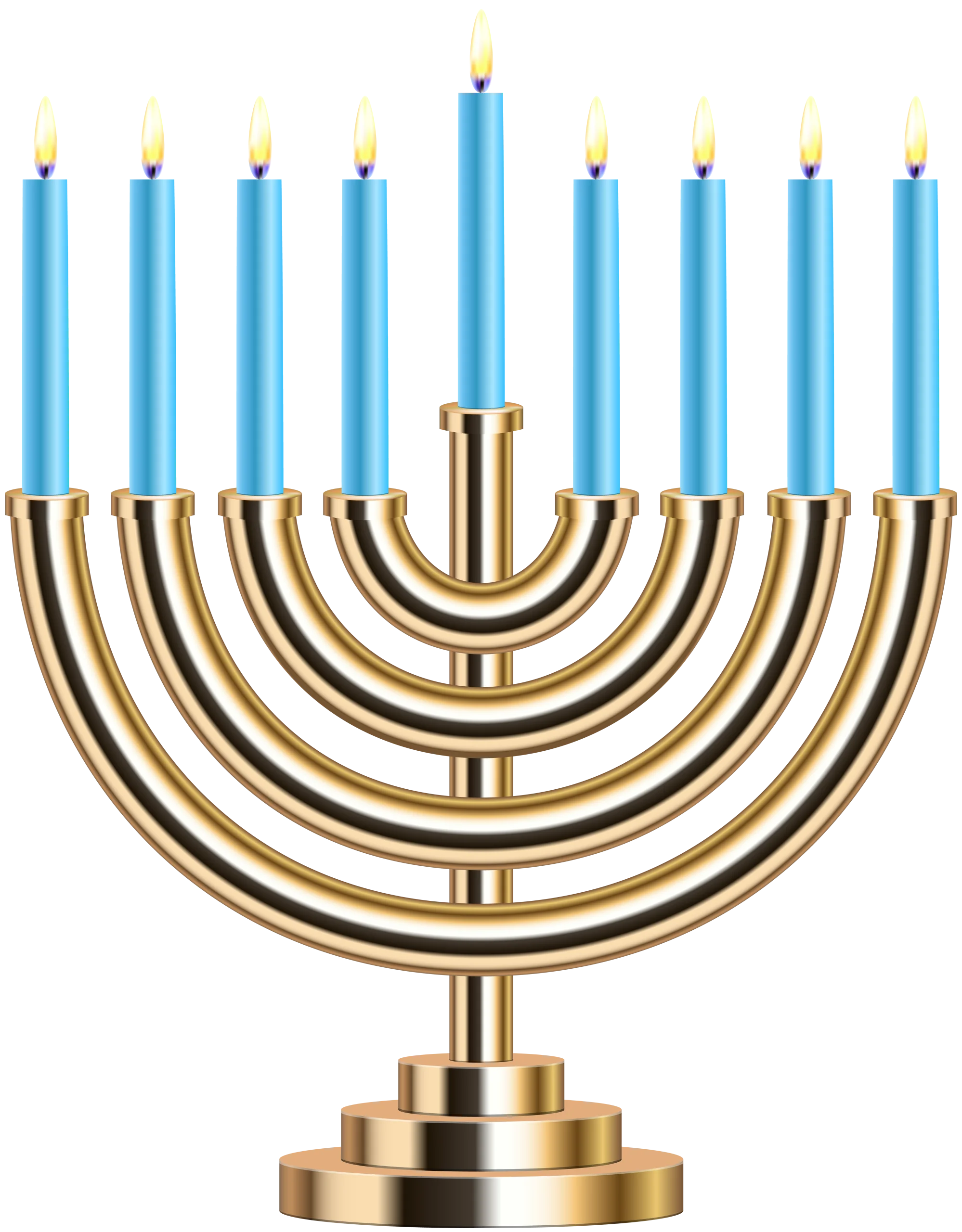 Golden Hanukkah Menorah Clipart with Soft Blue Candles Celebrating Festival of Lights