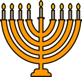 Golden Traditional Hanukkah Menorah Clipart Design with Elegant Candle Arrangement