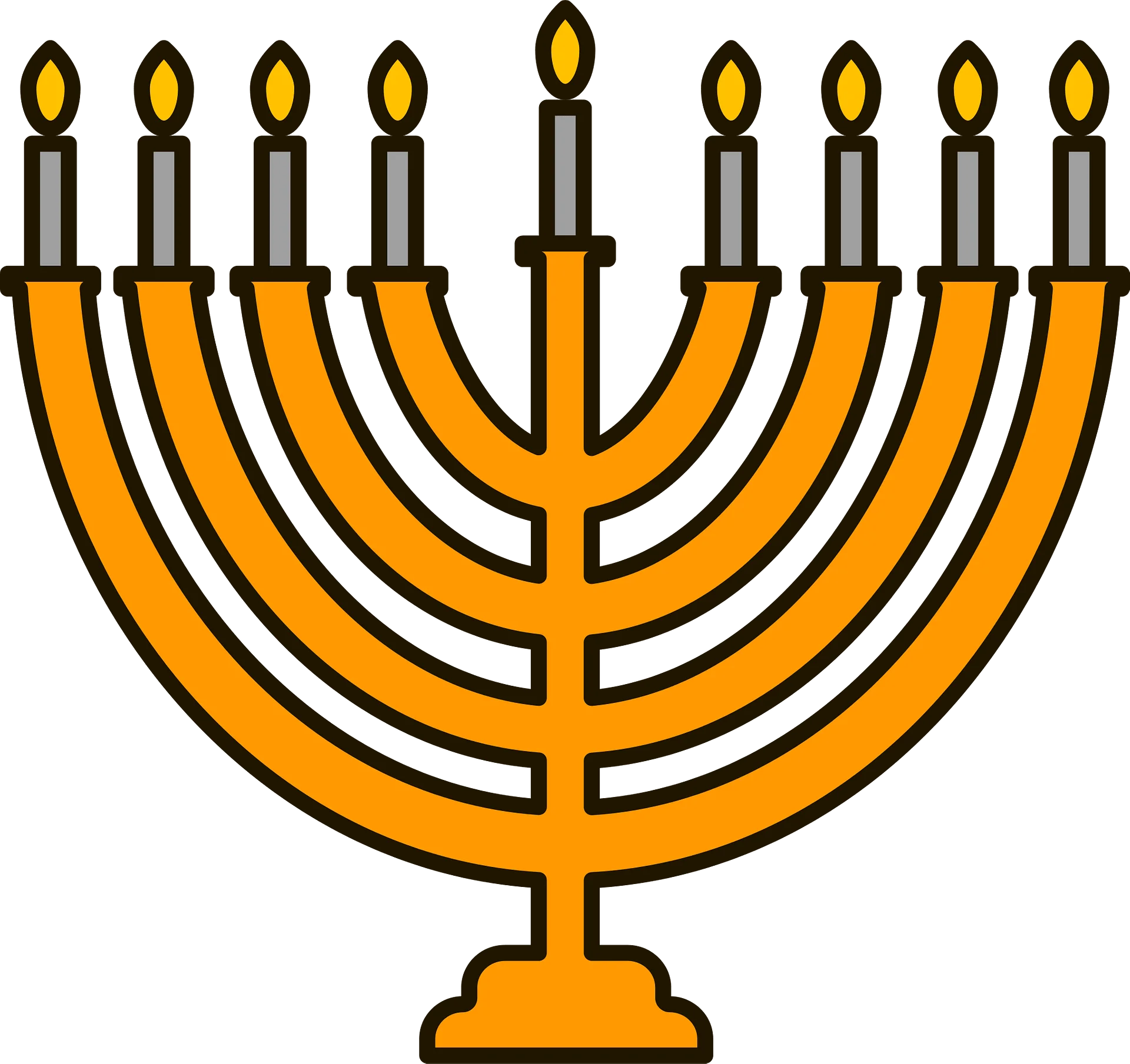Golden Traditional Hanukkah Menorah Clipart Design with Elegant Candle Arrangement