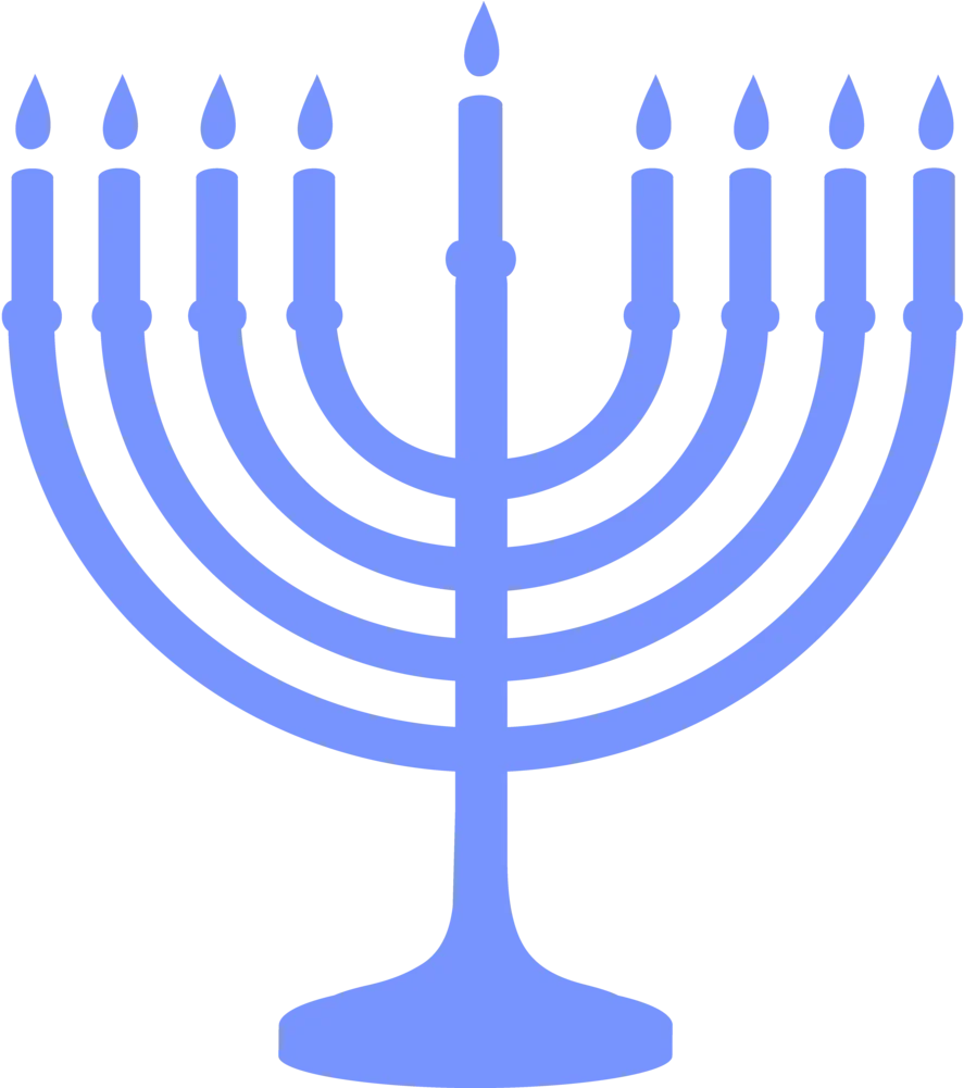 Serene Blue Hanukkah Menorah Clipart - Traditional Jewish Holiday Symbol