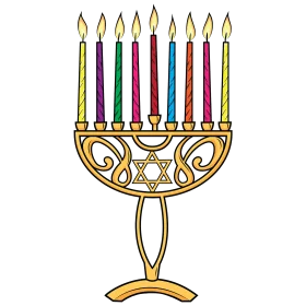 Traditional Hanukkah Menorah Clipart with Colorful Festive Candle Design