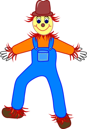 Cheerful Farm Guardian: Playful Scarecrow Clipart with Whimsical Charm