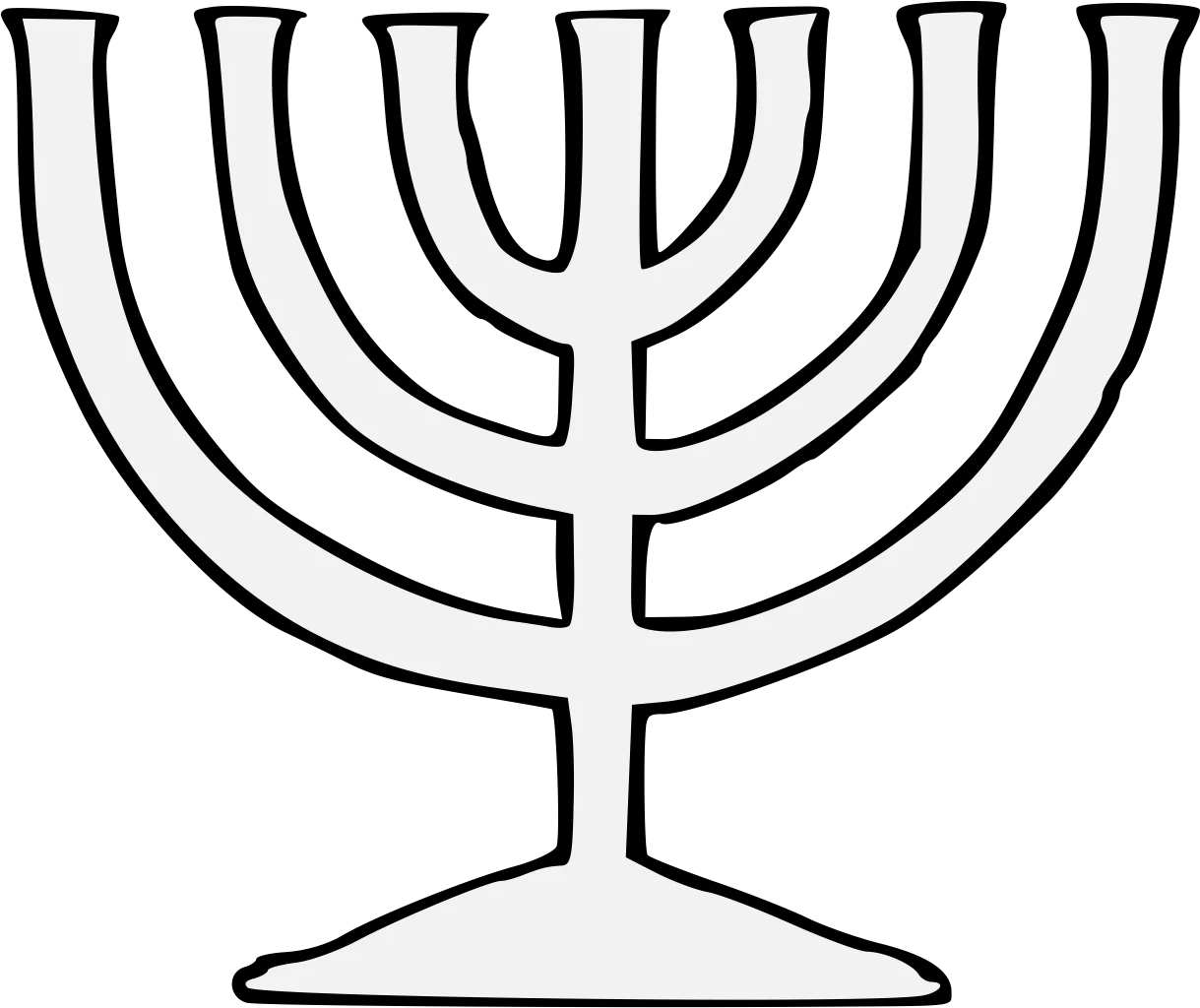 Classic Black and White Menorah Clipart Symbolizing Jewish Holiday Tradition