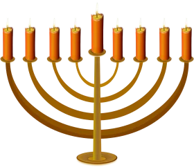 Classic Golden Hanukkah Menorah Clipart with Warm Glowing Candles